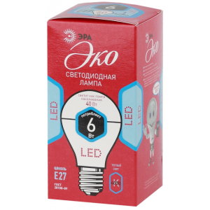 Лампа ЭРА LED A55-6w-840-E27 ECO. (6Вт.420лм.4000К) 1 год гарантии