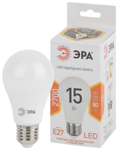 Лампа ЭРА LED A60-15w-827-E27 1 год гарантии