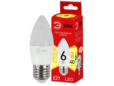 Лампа ЭРА LED B35-6w-827-E27 ECO  1 год гарантии