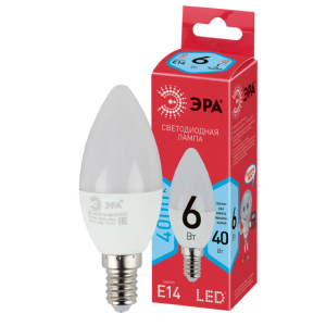 Лампа ЭРА LED B35-6w-840-E14 ECO (6Вт.420лм.4000К) 1 год гарантии