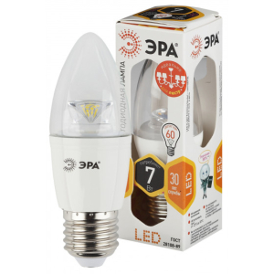 Лампа ЭРА LED B35-7w-827-E14-Clear. (7Вт.560лм.2700к) 2 года гарантии