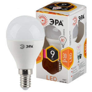 Лампа ЭРА LED P45-9w-827-E14