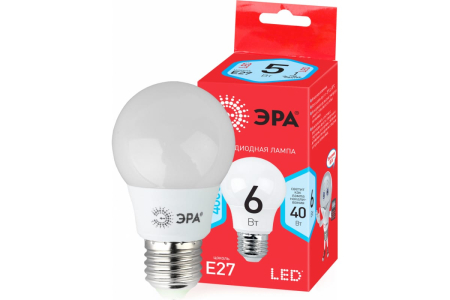 Лампа ЭРА RED LINE LED A55-6W-840-E27 R E27/E27 6 Вт груша, нейтральный белый свет