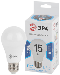 Лампа ЭРА STD LED A60-15w-840-E27 1 год гарантии