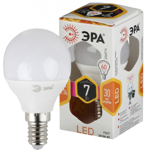 Лампа ЭРА STD LED P45-7W-827-E14