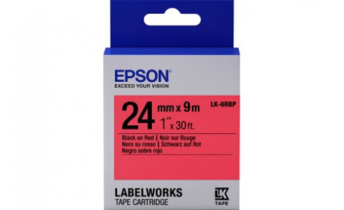 Лента Epson C53S627400 LC-6RBP9 (Цвет ленты - красный, цвет текста - черный, ширина 24мм, длина 9м, пастельная)