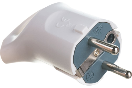 Вилка ЭРА V3 с заземлением 16А с кольцом непрямой ввод, белая